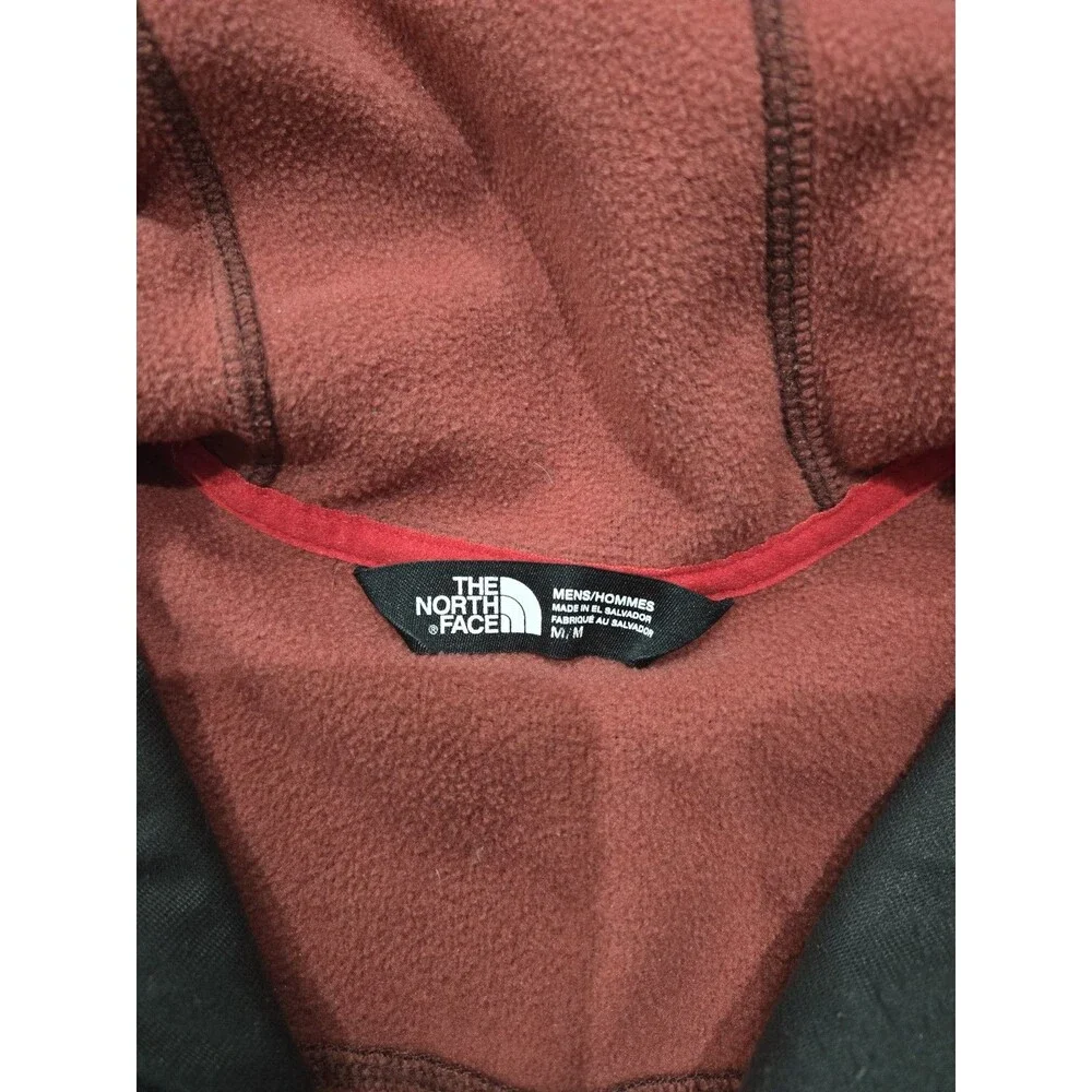 The North Face Mens M Burgundy Heather Full Zip Hooded Fleece Jacket